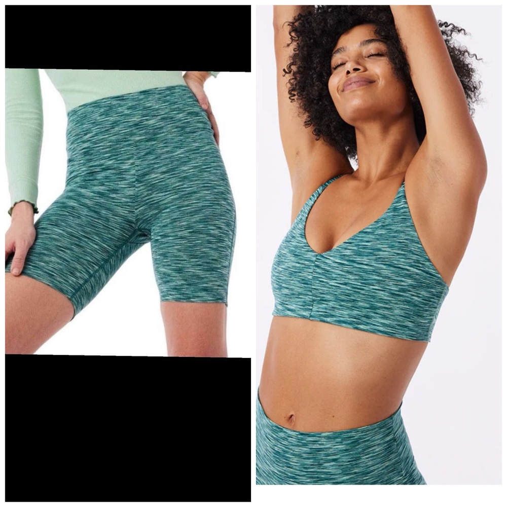 Outdoor Voices flow outfit bralette and 7” short patina mix both XXXL
